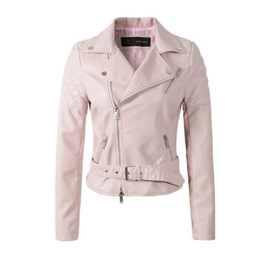 2018 New Women Faux Soft Leather Jackets Lady Black Motorcycle PU Autumn Winter Biker Zipper Coat Outerwear Belt Hot Sale