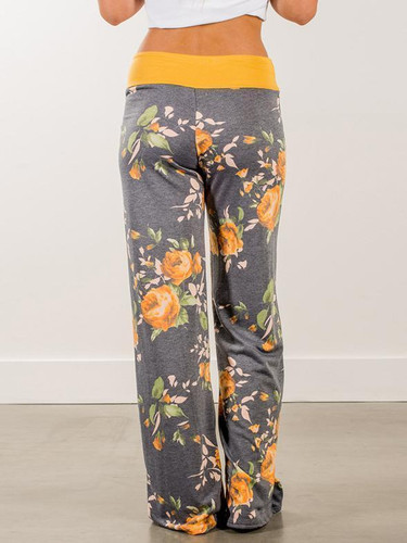 Floral Wide Leg Casual Pants with Bandage Design – Trendy Comfort for Every Occasion