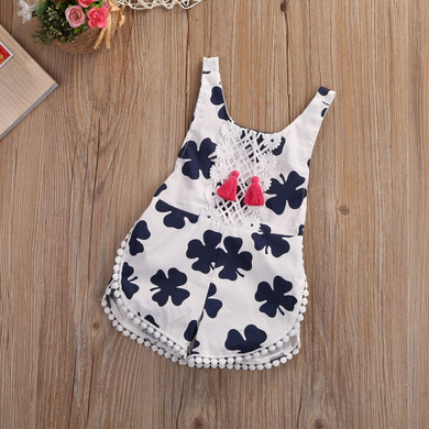 Adorable Floral Baby Girls Princess Summer Romper - Stylish Kids Clothes with Belt for Trendy Outfits