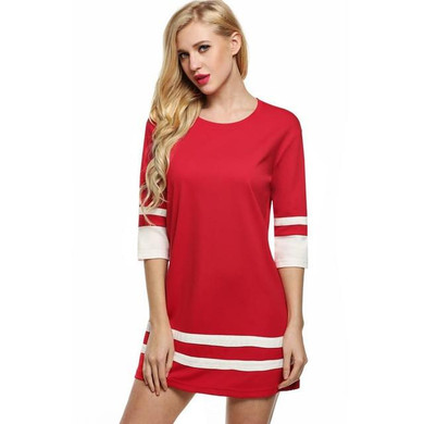 FINEJO Women's Sexy Summer Dress 2017 - Casual Short Solid 3/4 Sleeve Party Dresses in Black, Blue, and Pink | Plus Size S-XL Options