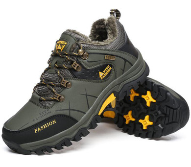Plus Size Men's Winter High Top Fur-Lined Snow Boots - Warm, Stylish, and Anti-Slip Rubber Ankle Footwear
