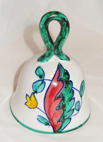 Vintage Hand Painted Ceramic Pottery Bell, SIGNED- I A ITALY