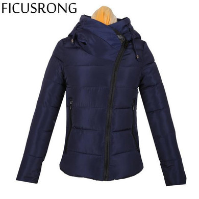 FICUSRONG 2017 New Winter Jacket Women Parkas Loose Down Cotton Female Jacket Short Oblique Zipper Hooded Women's Winter Jacket