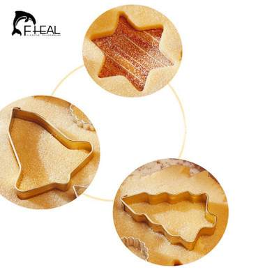 FHEAL 10pcs/set DIY Stainless Steel Moon Shape Cookie Cutter Pastry Fondant Cake Biscuit Mold Christmas Cake Decorating Tools