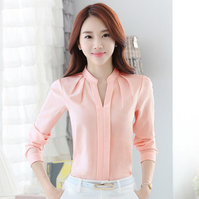 FGLAC Chiffon blouses New 2017 Women shirt Fashion Casual Long-sleeved chiffon shirt Elegant Slim Solid color lady blusas shirt