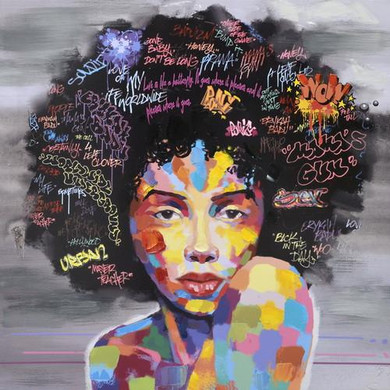 New Graffiti Street Wall Art Abstract Modern African Women Portrait Canvas Oil Painting On Prints For Living Room