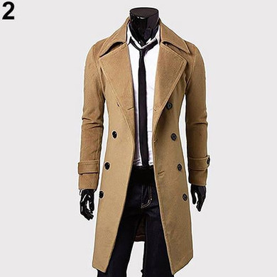NEW GOODS NEW ITEMS Men Winter Stylish Slim Double Breasted Trench Coat Long Jacket Outwear Overcoat