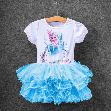New Girls Dresses Vestidos Elsa Dress Kids Baby Snow Costume Children Clothing Summer Girl Lace Dress Princess Elsa Party Dress