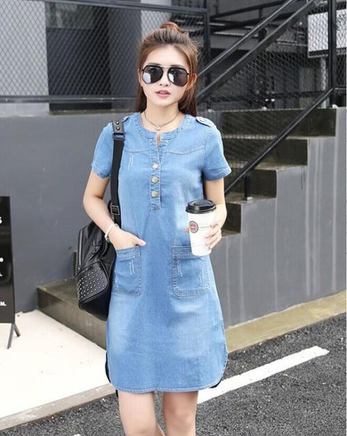 Summer Autumn Women Dress Plus Size Jeans Denim Dress Women  V-neck Sexy Casual Office Jeans Dress Vestidos Robe 2017 Dresses