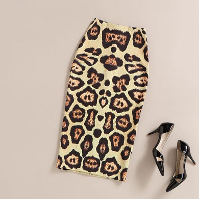 Summer Autumn Pencil Skirt Women High Waist Vintage Elegant Bodycon Green/Camel Leopard Print Midi Skirts Female faldas largas