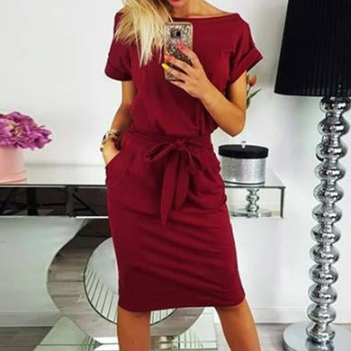 Summer Autumn 2018 Dress Women Slim belt dress Short Sleeve Office Business Dress Elegant Sheath Party dresses Vestidos