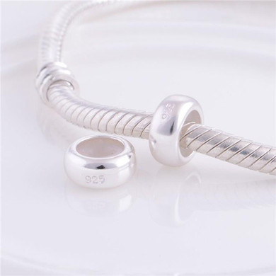 Sterling Silver Spacing Beads Polishing Smooth Beads Safety Mats Fits European Original Charm Bracelets DIY Jewelry Wholesale