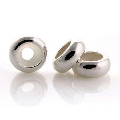 Sterling Silver Interval charm Stopper Polishing NL Smooth Beads Safety Mats Fits for European Bracelet necklaces & pendants