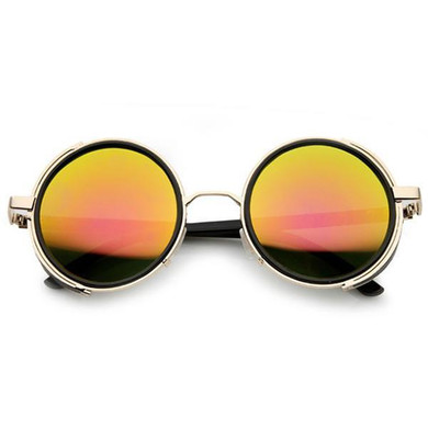 Steampunk Retro Studio Cover Mirror Lens Round Sunglasses 9619