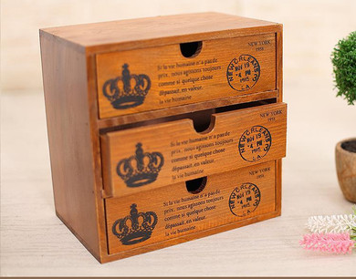 Staygold Zakka Multifunctional Mini Storage Cabinet Three Drawer Box Wood Craft Storage Box Small Parts Vintage Home Decor