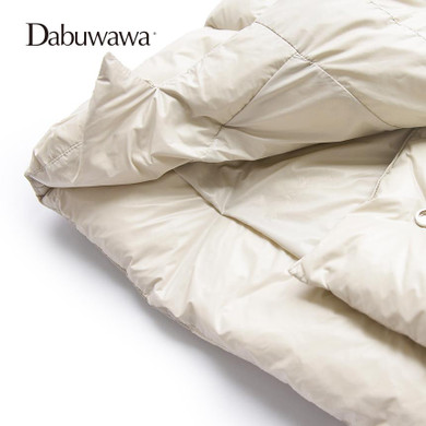 Dabuwawa Beige Winter Women Casual Long Down Coat Hooded Parka A Line Warm Jacket Down Duck Female