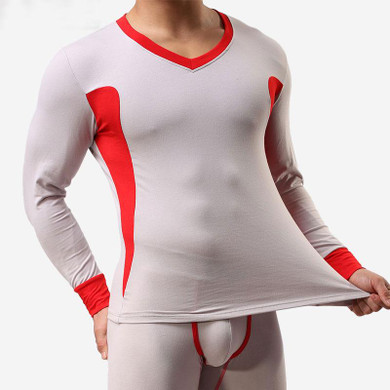 Czzlolo 2 pieces Underwear Cotton Men Thermal Underwear Long Johns V-Neck Collar Men's Warm Underwear Suit Men Long Johns Set