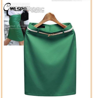 CWLSP 2017 Summer High Waisted Skirt Womens OL Formal Work wear Ladies Midi Skinny pencil Skirts with Belt Plus Size S-3XL