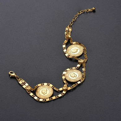 Money Coin Bracelet Gold Color / 18k gold plated Coins Bracelet Jewelry