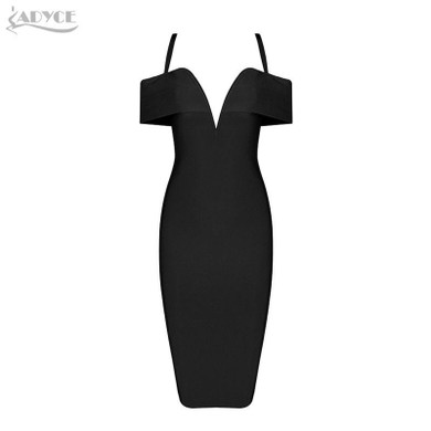 Adyce 2018 New Spring Women Bandage Dress Red Black Apricot Sexy Deep V Neck Luxury Party Dress Celebrity Vestido De Festa