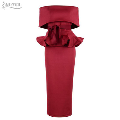 Adyce 2017 New Women Bodycon Dress White Slash Neck Short Sleeve Vestidos Bow&amp;Ruffles Ankle Length Celebrity Evening Party Dress