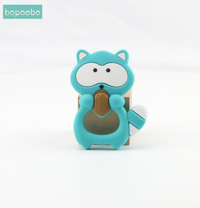 Bopoobo Baby Silicone Teether Accessory Silicone Raccoon DIY Jewelry Nursing Accessories Food Grade Sensory Toys Baby Teether