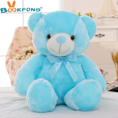 BOOKFONG 50cm Creative Light Up LED Teddy Bear Stuffed Animals Plush Toy Colorful Glowing Teddy Bear Christmas Gift for Kids