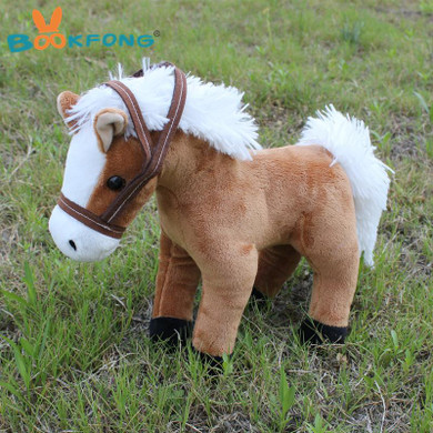 BOOKFONG 1PC 35CM Simulation Horse Plush Toy Stuffed Animal Horse Doll Prop Toys Great Gift for Children