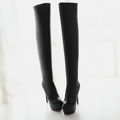 BONJOMARISA Big Size 34-43 Fashion Over Knee Thigh High Boots Women Sexy Thin High Heels Shoes Slip-On Platform Shoes Boots