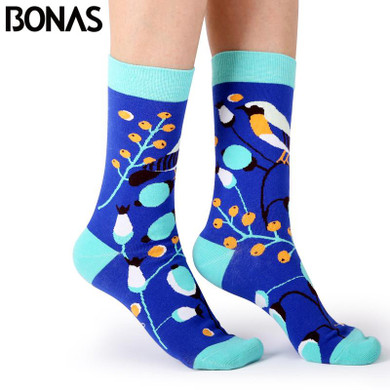 Bonas Geometry 3D Print Socks Women Wedding Gift Casual Cotton Hosiery Meia Colorful Men's Business Sox Hot Sale Christmas Socks