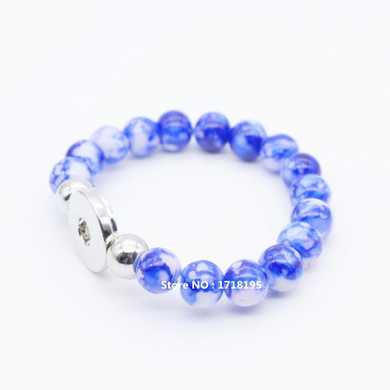 Blue Stone Bracelet Snap Button Bracelet fit Glass Snap Button 18mm for Women Men Jewelry 2017