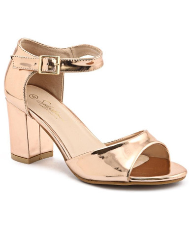 Block Heels - Rose Gold