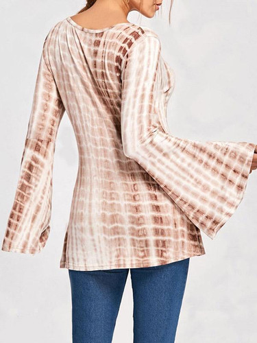 Pretty V-neck Flared Sleeves Blouse Shirt Tops
