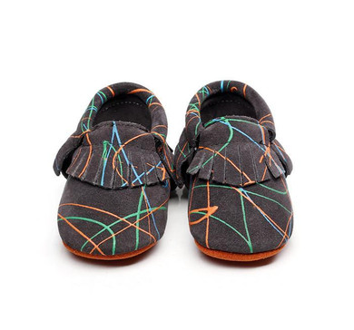 2017 New HONGTEYA Graffiti Suede Genuine Leather Baby Moccasins Shoes newborn first walkers soft sole infant bebe Baby Shoes