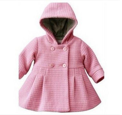 2017 New High Quality Fashion Baby Coat Girls Autumn and Winter Cotton Lining Jacquard Coat Hooded Button Outerwear 2 Color