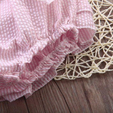 2017 New High Quality 0-24M Summer Newborn Cute Striped Bubble yarn Pink Baby Dress girl party dress newborn baby girl dress