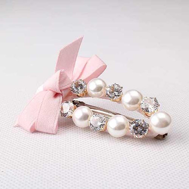 M MISM 2017 Cute Ribbon Bow Pearl Barrettes Headwear For Women Girl Hairpins Hair Jewelry Diamond Hair Clips Accessories