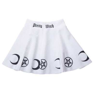 Lychee Harajuku Punk Rock Goth Summer Women Skirt Goth Witch Pentacle Moon Print Kawaii Waist Mini Skirt