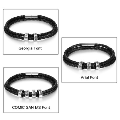 Family names leather bracelet