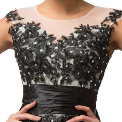Luxury Sheer short black Lace robe de Cocktail Party dresses 2017 Grace Karin Cap sleeve cheap ball gown coctail dress 7581