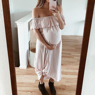 Maternity Ruffle Off Shoulder Dress