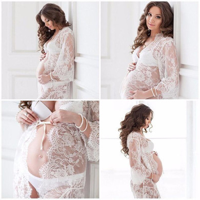 Maternity Photography Props Clothes For Pregnant Women Clothing Photo Shoot Pregnancy Dresses White Black Lace Dress clothing