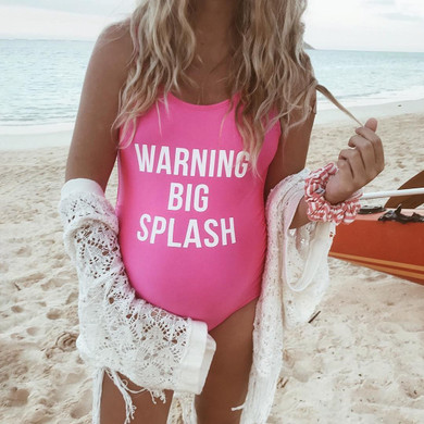 Maternity Letter Print One-Piece Swimsuit