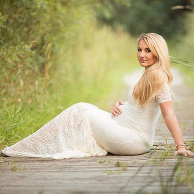 Maternity Lace Patchwork Maxi Dress