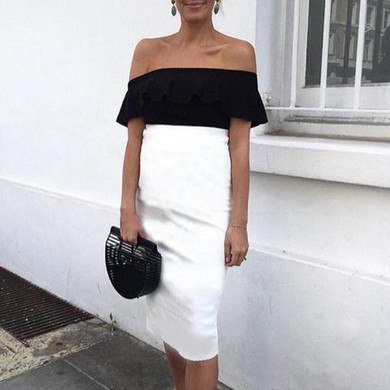 Maternity Color Block Off Shoulder Dress