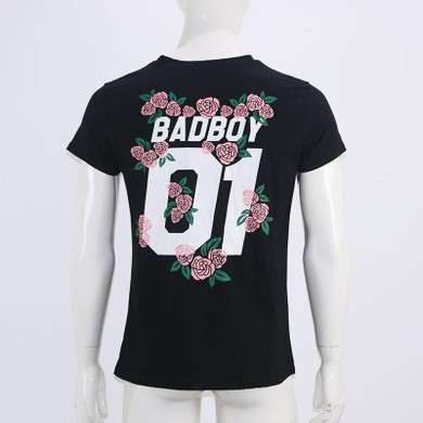 Matching Couples Shirts Black Floral Print Couples T Shirts
