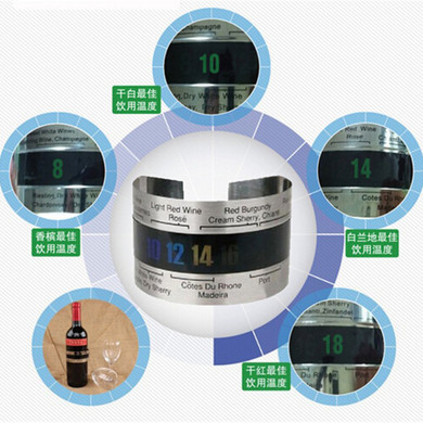 Stainless Steel Wine Bracelet Thermometer 4--26 degree centigrade Red Wine Temperature Sensor Wine Thermometer free shipping