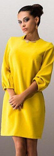 2017 NEW female Mini dress  women  Casual dress Straight Lantern Sleeve solid color Three Quarter o-neck Above Knee LQ8903M