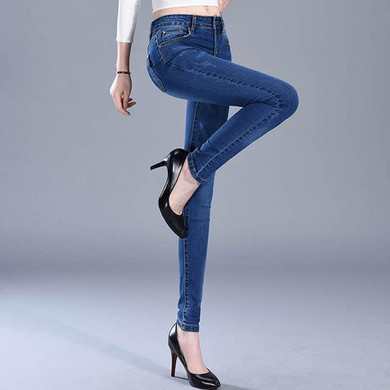 2017 New Fashion Women Pants, Plus Size Stretch Skinny High Waist Jeans Pants Women Blue Pencil Casual Slim denim Pantss