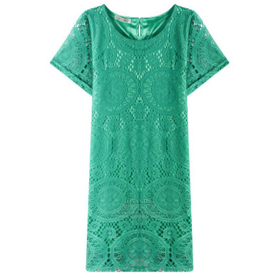 2017 New Fashion Wild Women Slim Sexy Hook flower hollow Lace Elegant Party Dress Short-sleeved Clothes Casual Dresses L426
